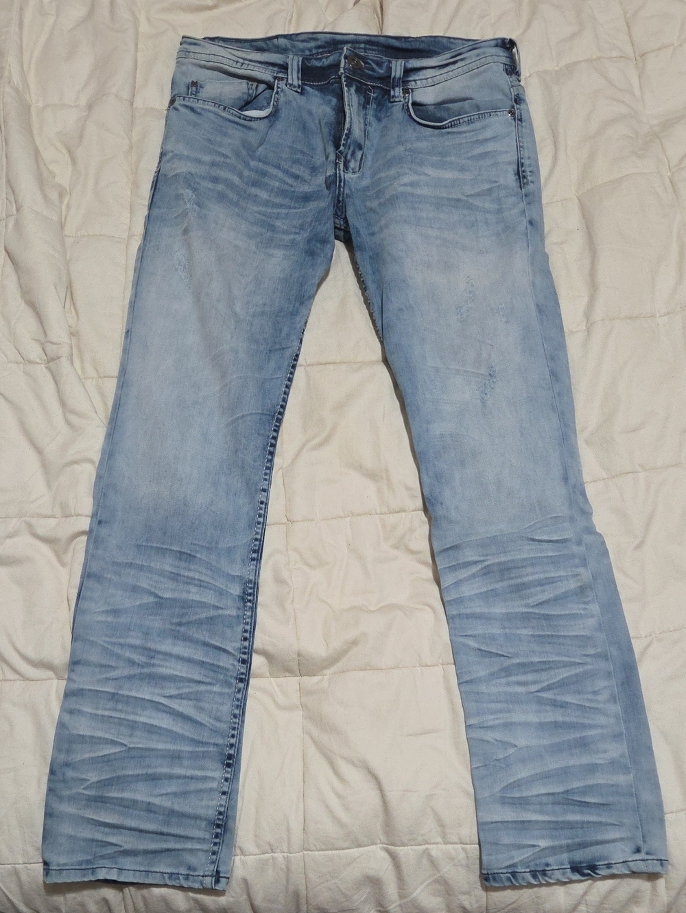 David Bitton Buffalo Denim Jeans Means Size 32 Light Blue Stretch